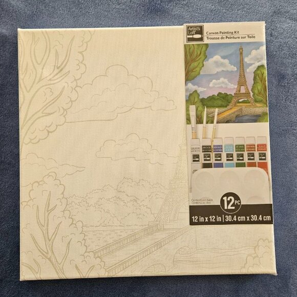 Artist's Loft - Canvas Painting Kit Eiffel Tower Paris France 12 x 12 in - Picture 1 of 7